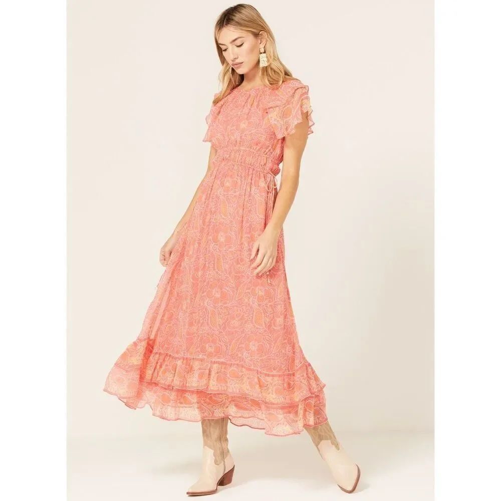Cleobella FLORAL BLOSSOM Paisley PRINT HANNAH MIDI DRESS Small #400